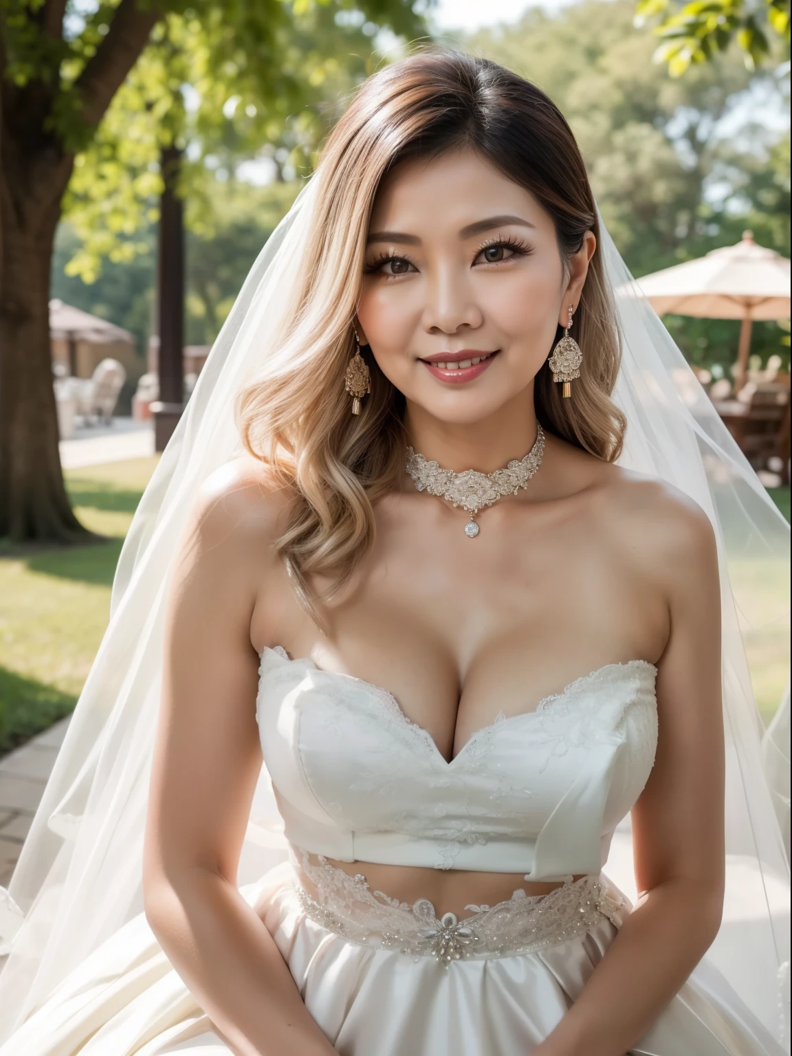 75 years old Mom MILF Chinese Lady large earring Big choker navel piercing decoration A bracelet Silver Hair realisitic Gorgeous Madame Beautiful Mature Woman sexy Smile Gentle woman navel piercing 4K High quality ウエディングドレス