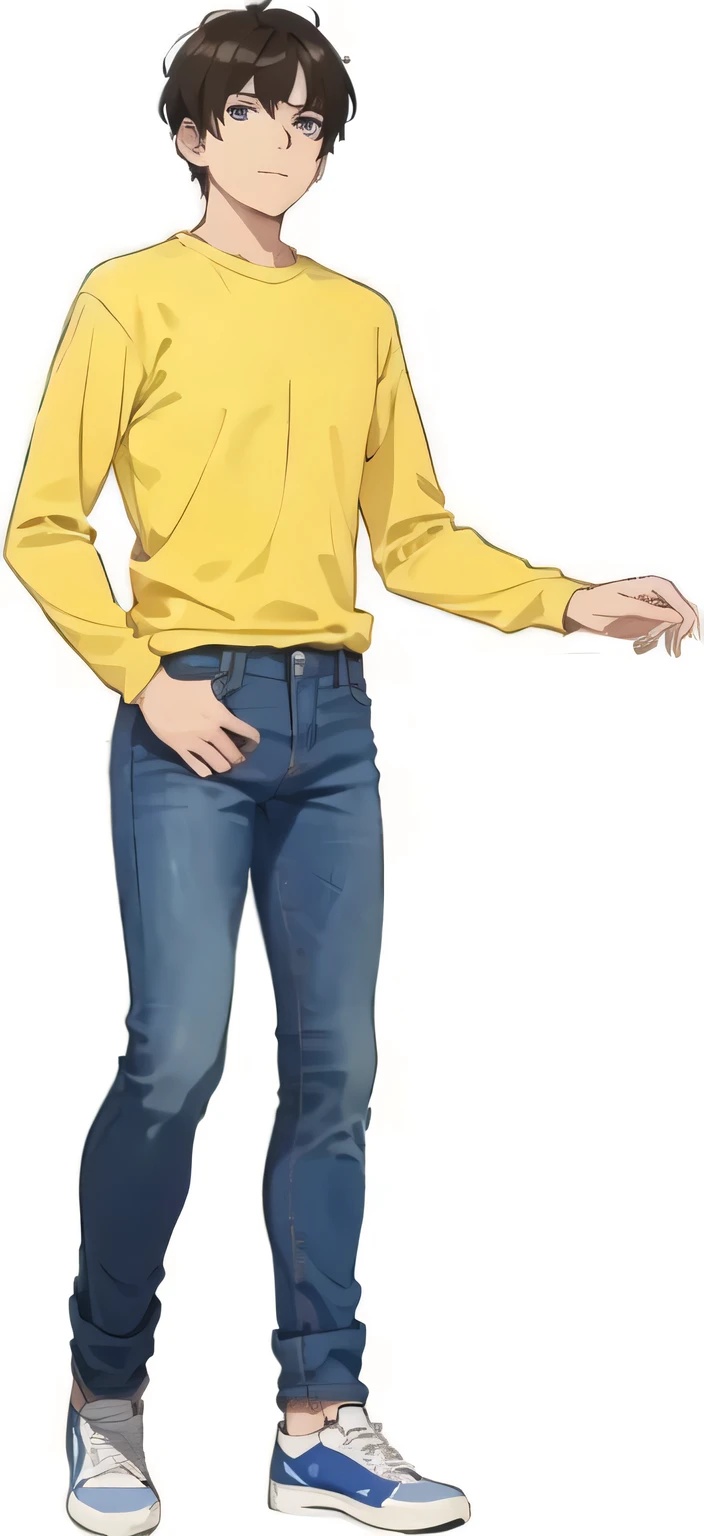 Man in shirt and jeans,