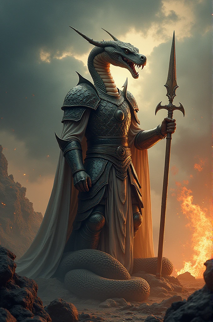 The zodiac snake always wearing armor，Revealing the heavy breath of ancient times，Behind is the scene of destruction，There was thunder and lightning in the sky，But there is a holy dawn