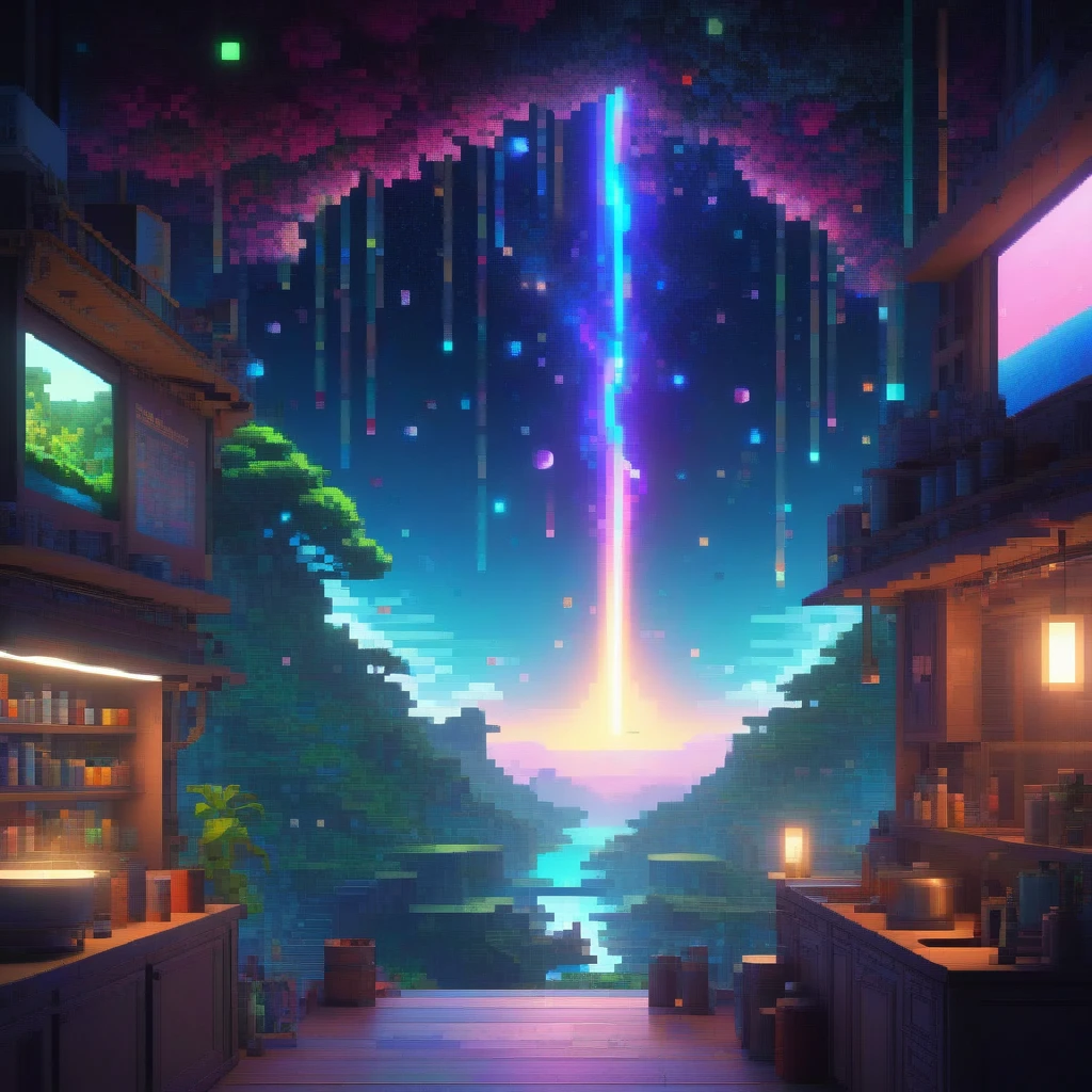 Pixel art, The entire observable universe is in a bottle, dream-like, Surreal Landscape, Mysterious Creatures, Twisted reality, Surrealism静物, (Very detailed油絵:1.2), Glow effect, Divine Light, Hand-drawn, make, 8k, comics, octane make, Cinema 4D, Blender, dark, 大气 4K 超详细, Sensual, Clear focus, Humorous illustrations, Large depth of field, masterpiece, color, 3d octane make, 4K, Concept Art, Popular on Art Station, Surrealism, Vivid color, Very detailed CG ユニティ 8k 壁紙, Popular on Art Station, Popular on CGsociety, Complex, Attention to detail, dramatic, (masterpiece), (Highest quality), (Very detailed), (Unreal Engine), (octane make), (Human Development Report)