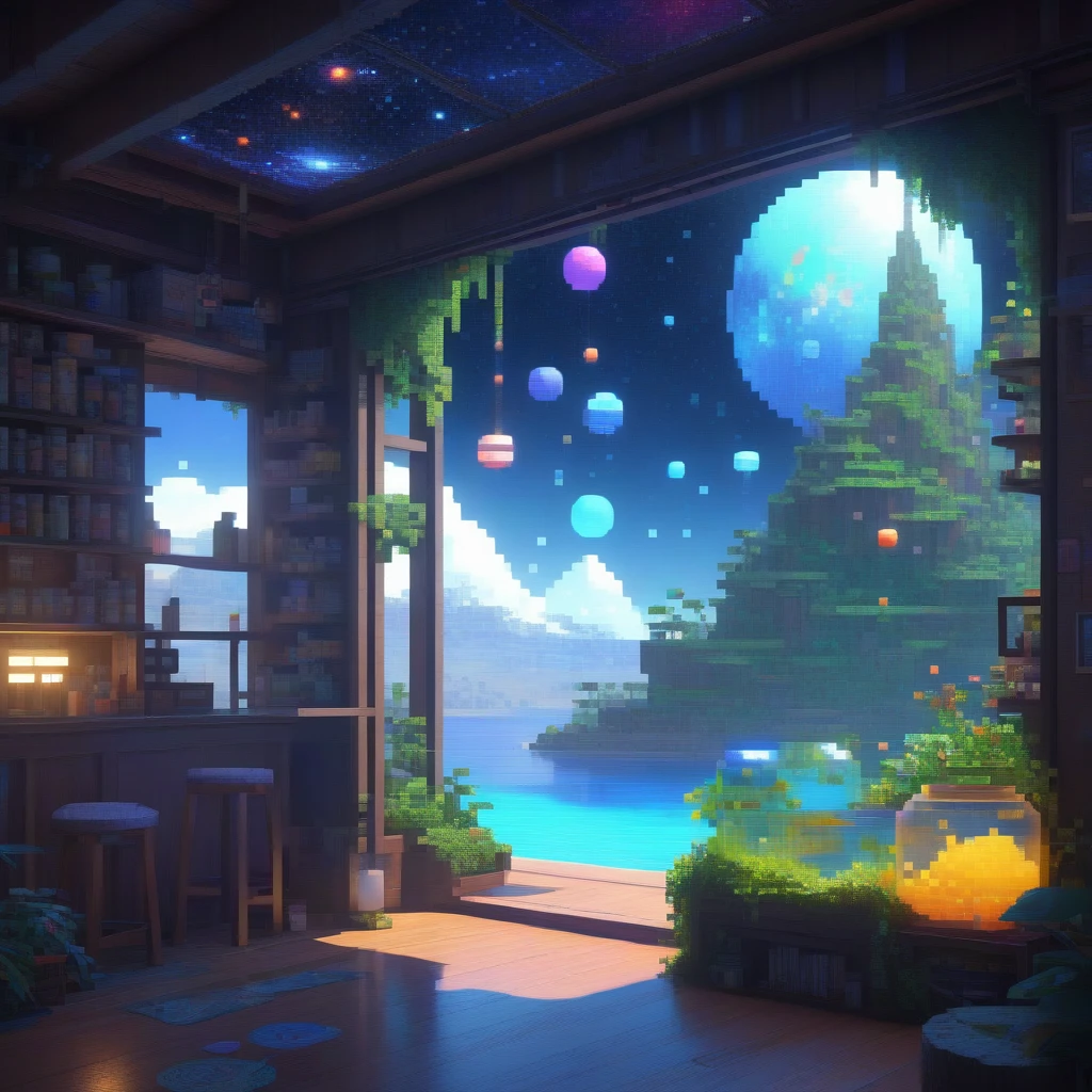 Pixel art, The entire observable universe is in a bottle, dream-like, Surreal Landscape, Mysterious Creatures, Twisted reality, Surrealism静物, (Very detailed油絵:1.2), Glow effect, Divine Light, Hand-drawn, make, 8k, comics, octane make, Cinema 4D, Blender, dark, 大气 4K 超详细, Sensual, Clear focus, Humorous illustrations, Large depth of field, masterpiece, color, 3d octane make, 4K, Concept Art, Popular on Art Station, Surrealism, Vivid color, Very detailed CG ユニティ 8k 壁紙, Popular on Art Station, Popular on CGsociety, Complex, Attention to detail, dramatic, (masterpiece), (Highest quality), (Very detailed), (Unreal Engine), (octane make), (Human Development Report)