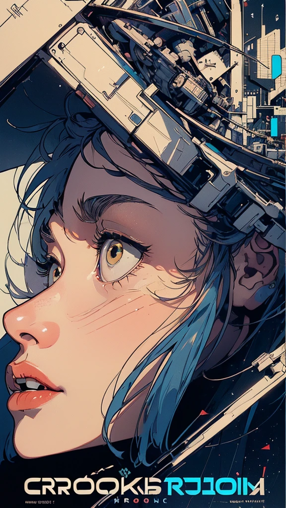 (((masterpiece, highest quality))),(((solo:1.2))),(((1girl:1.2))),32k wallpaper, very detailed, poster, vintage science fiction,(((((geometric cinematic movie poster))))), (bauhaus),(((abstract))),(((mid century modern))),(((((portfolio))))),(((((Close-up))))),(((((bust up))))),((((more various angle)))),(((highlight))),Vast landscape,(((complete. detailed face))),(((Extremely talented))),(((most complecated machine))),Colorful color scheme,(((((detailed crooked huge chin)))),((((very slumped jaw)))),