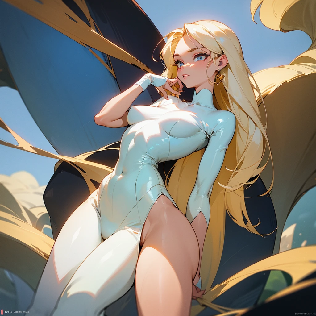 Name: Skylar Nyvea L'Amore di Venere
Age: 22 years
Height: 1.72 meters
Build: Slim, with large thighs and attractive hips.Hair:Color: Pure white.Style: Short, mushroom cut. It is straight and has a healthy shine.Face:Shape: Oval with fine and well-defined features.Skin: Smooth and clear, with a natural pale tone.Eyes: Large and expressive, with a striking yellow color. Her eyelashes are long and curled.Eyebrows: Well-defined, the same white color as her hair.Nose: Small and refined.Lips: Pink and naturally attractive.Body:Torso: Slim but with evident muscle tone.Waist: Defined and narrow, enhancing her feminine figure.Shoulders: Narrow but proportionate.Hips: Slightly pronounced, indicating the early development of her adult form.Thighs: Large and well-formed, strong due to her regular physical activity and training.Legs: Long and toned, with a natural grace in her walk.Skin:Tone: Pale with a rosy hue.Texture: Smooth and well-cared for.Clothing Style:
Skylar prefers clothes that accentuate her figure and highlight her confidence. She is often seen in short skirts that show off her toned thighs, combined with fitted tops that emphasize her waist and chest. Her fashion choices are usually modern with a coquettish touch, reflecting her confident and provocative personality.Additional Characteristics:Posture: Always maintains an upright and confident posture.Facial Expression: Often has a coquettish and confident expression, with a smile that can be both friendly and challenging.Accessories: Sometimes wears small, elegant jewelry, such as earrings or bracelets, that complement her style without detracting from her natural appearance.