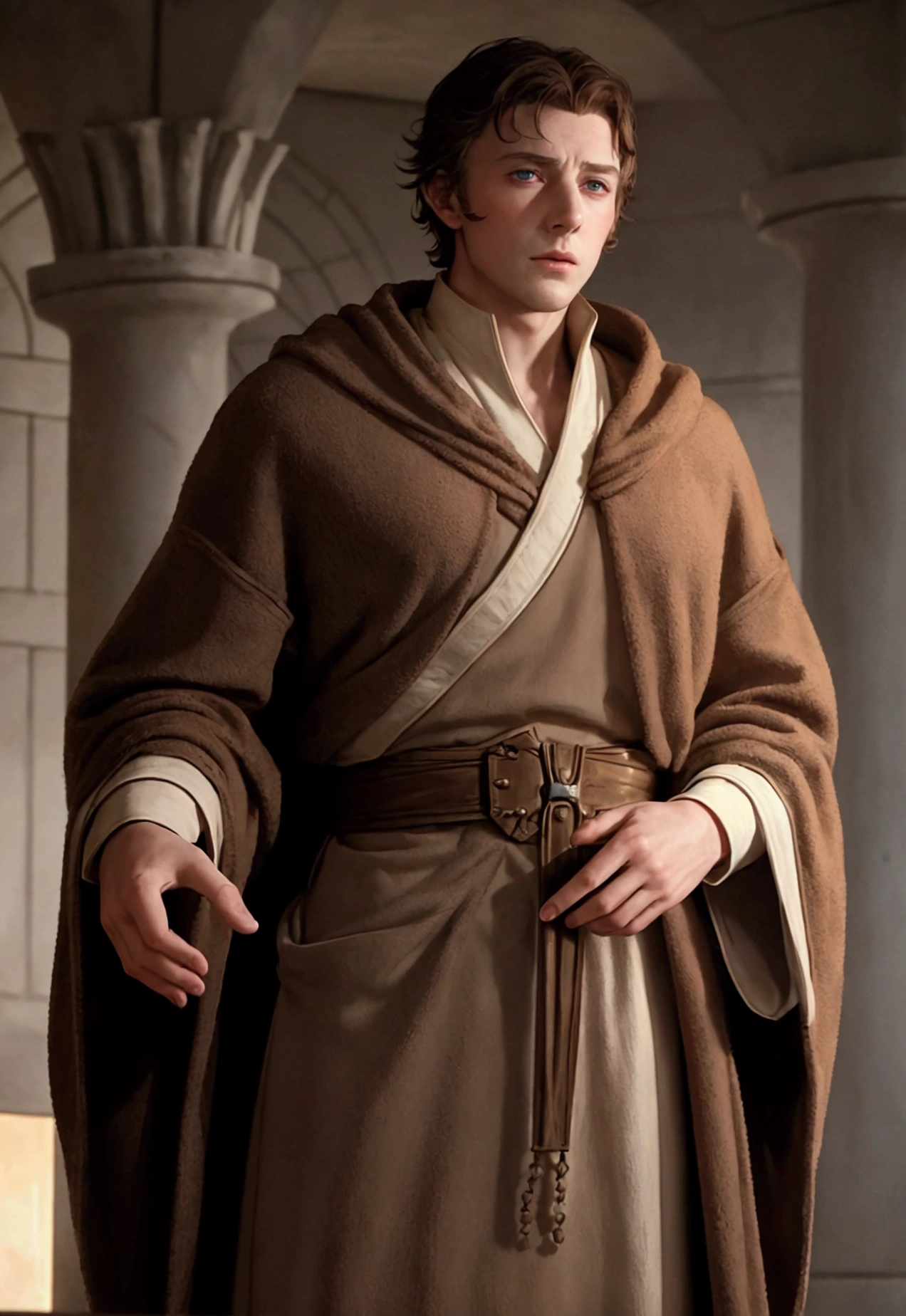 Pate is a novice of the Citadel, he is pale, soft, and pasty-faced and is of average height, plain looking, spots in his face, he is not very intelligent. He dresses in a cheap dirty long loose brown woolen robe and a brown shirt, 