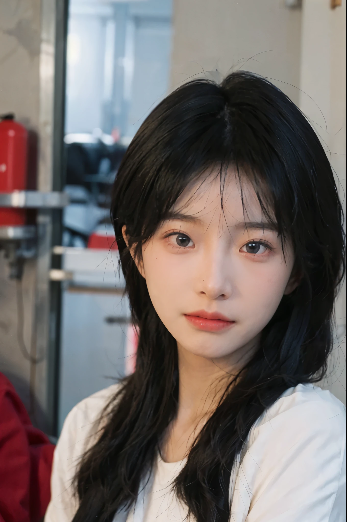 Best quality,Ultra-high resolution,(lifelike:1.4),Cute hairpin,2girll,Sparkling eyes,Short blue hair,jk,Snow-white skin,Blush,Slim beauty,At school,Ultra-fine face,Exquisite eyes,Double eyelids,
