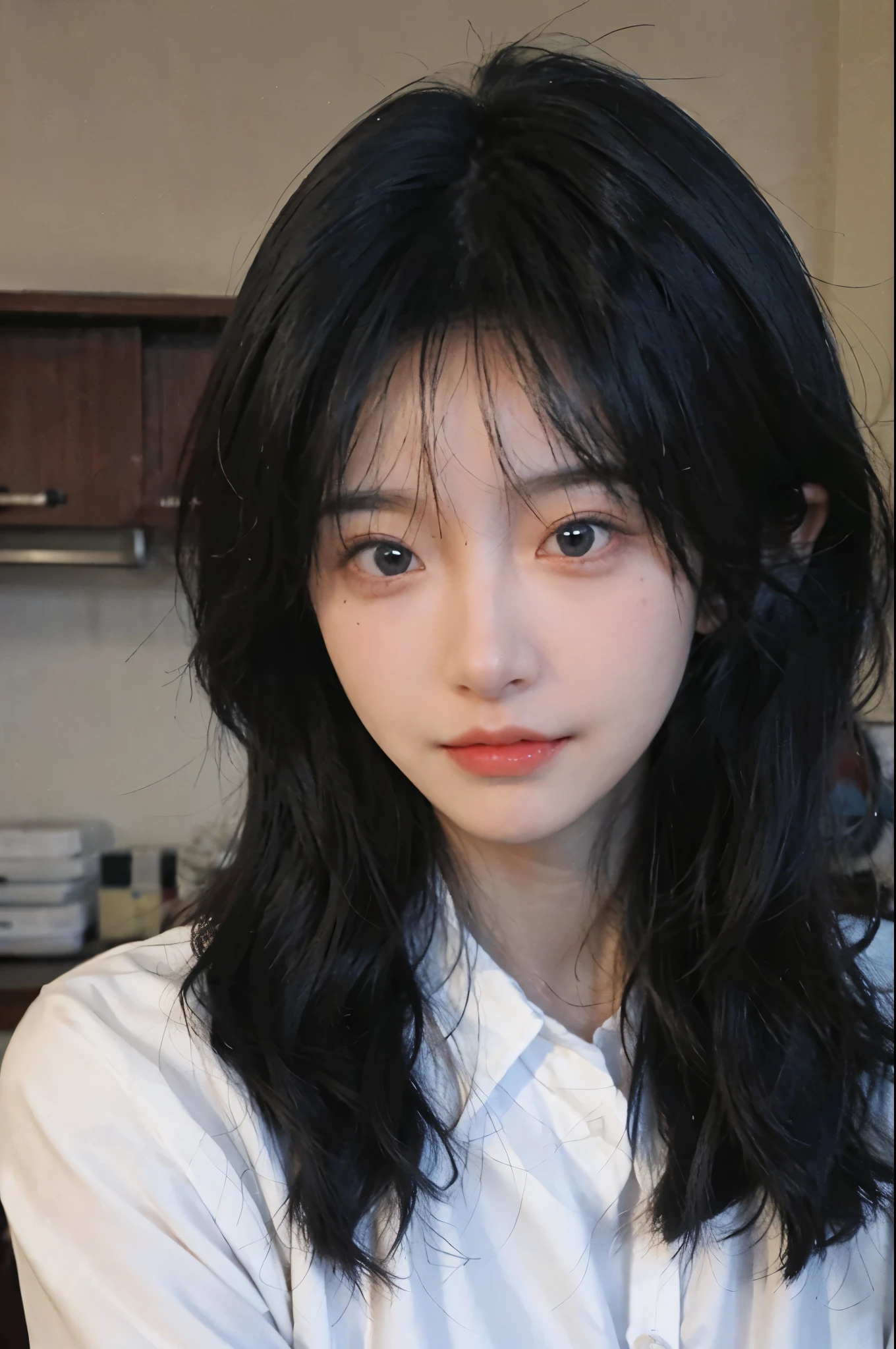 Best quality,Ultra-high resolution,(lifelike:1.4),Cute hairpin,2girll,Sparkling eyes,Short blue hair,jk,Snow-white skin,Blush,Slim beauty,At school,Ultra-fine face,Exquisite eyes,Double eyelids,