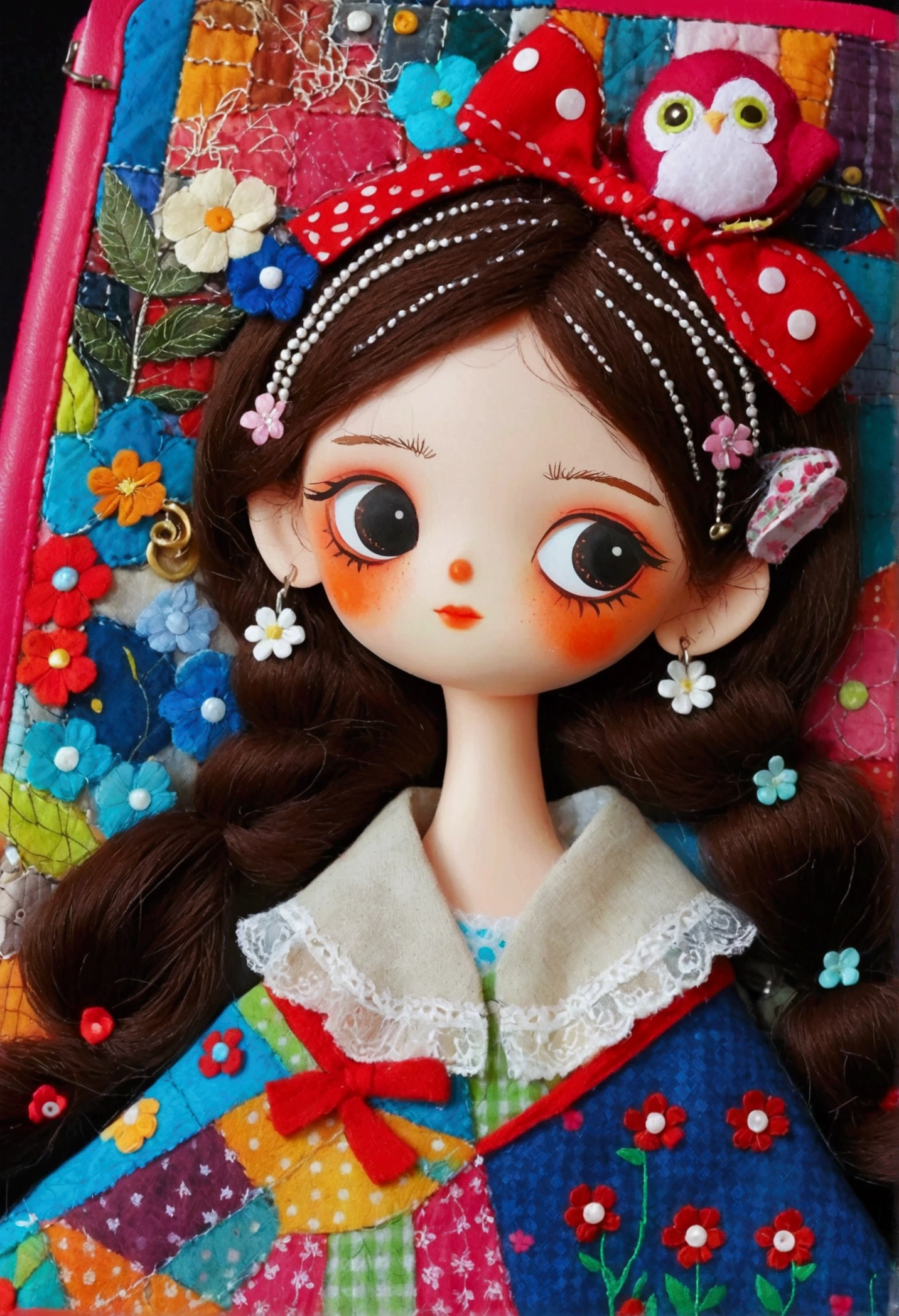 There are many different things on a wallet, cg Club Competition Winners, Process art, with Lots of detailss, upcycling, 也Very detailed, Patchwork doll, details, Lots of detailss, Lots of details, Patchwork, With small object details, Very detailed, 