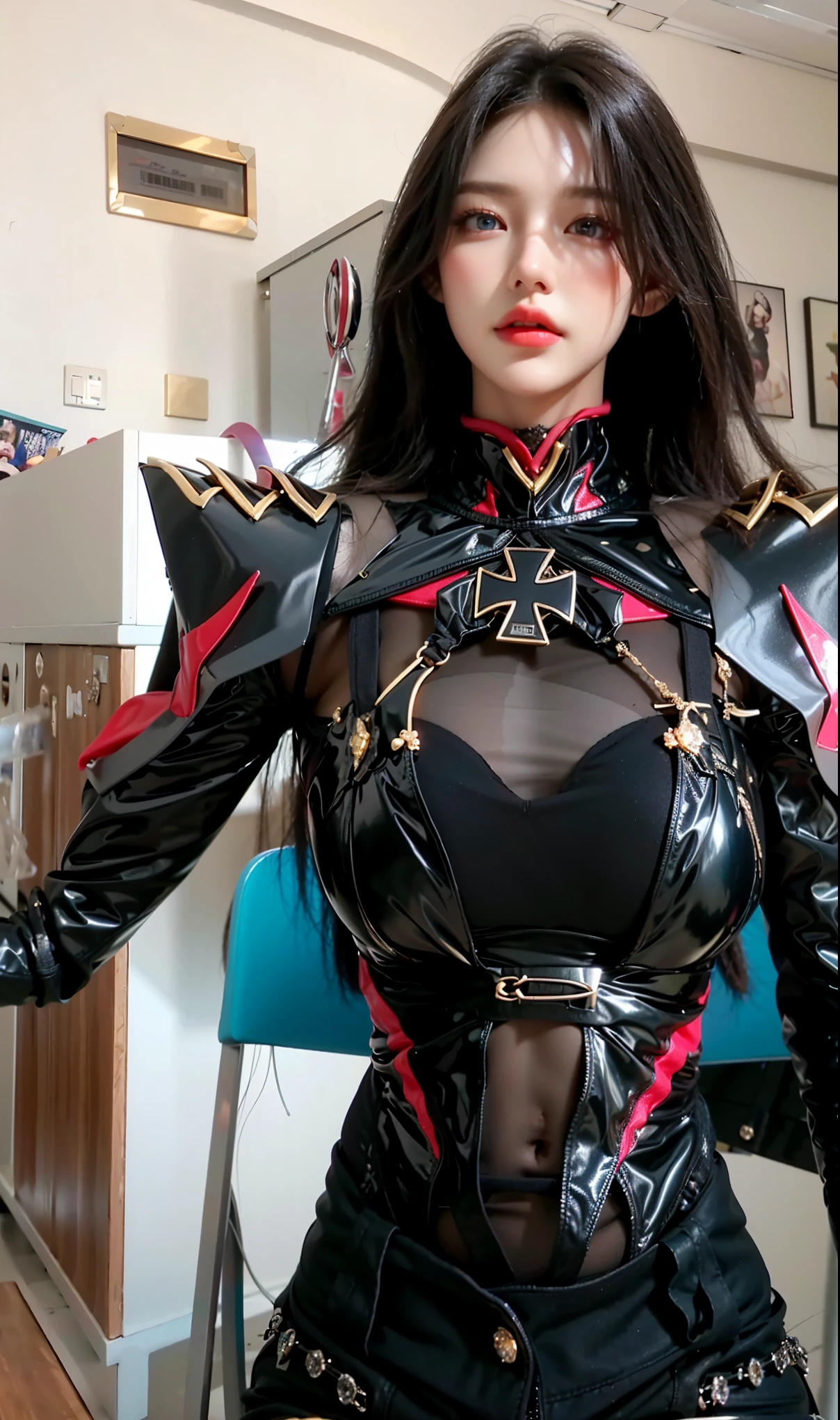 (8k high quality masterpiece, sexy female G cup 1 person: 1.3, black perspective: 1.1, super detailed face, double eyelids, transparent underwear, stroking chest, open legs), wearing helmet, cosplay, high leg, samurai, armor, armor, sword, Japan helmet, armor helmet, helmet celebration, oda nobunaga, Sengoku, Warlord, Takeda Shingen, Date Masamune, braless. not wearing underwear,