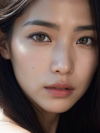 ((surreal、Super detailed image, maybe a photo.,Captures the details of the skin texture of an incredibly beautiful woman..))long straight black hair。award winning photo by lee jeffries, nikon d850 film stock photograph, Kodak Portra 400 Camera F1.6 lens. outdoors.