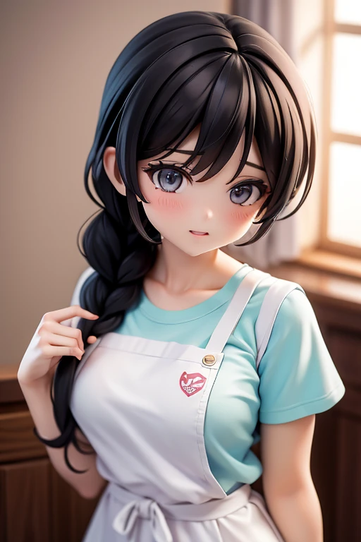 Girl、Primary school students、small、sharp、Black Hair,、Pigtails、Braid、The forehead is visible、Forehead、School Swimsuit、whole body、
