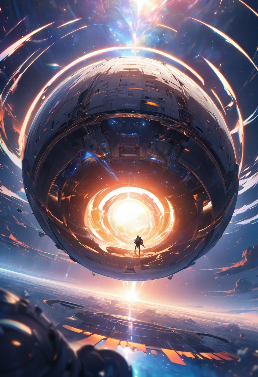 conceptual installation fantasy art, (huge spaceship:1.1), background galaxy, cosmic rays, shading effects, gradation magic effects, (ultra detailed, absolutely resolution, best quality:1.3), 2.5D, delicate and dynamic, artistic photography, hyper realistic, graphic CG digital art