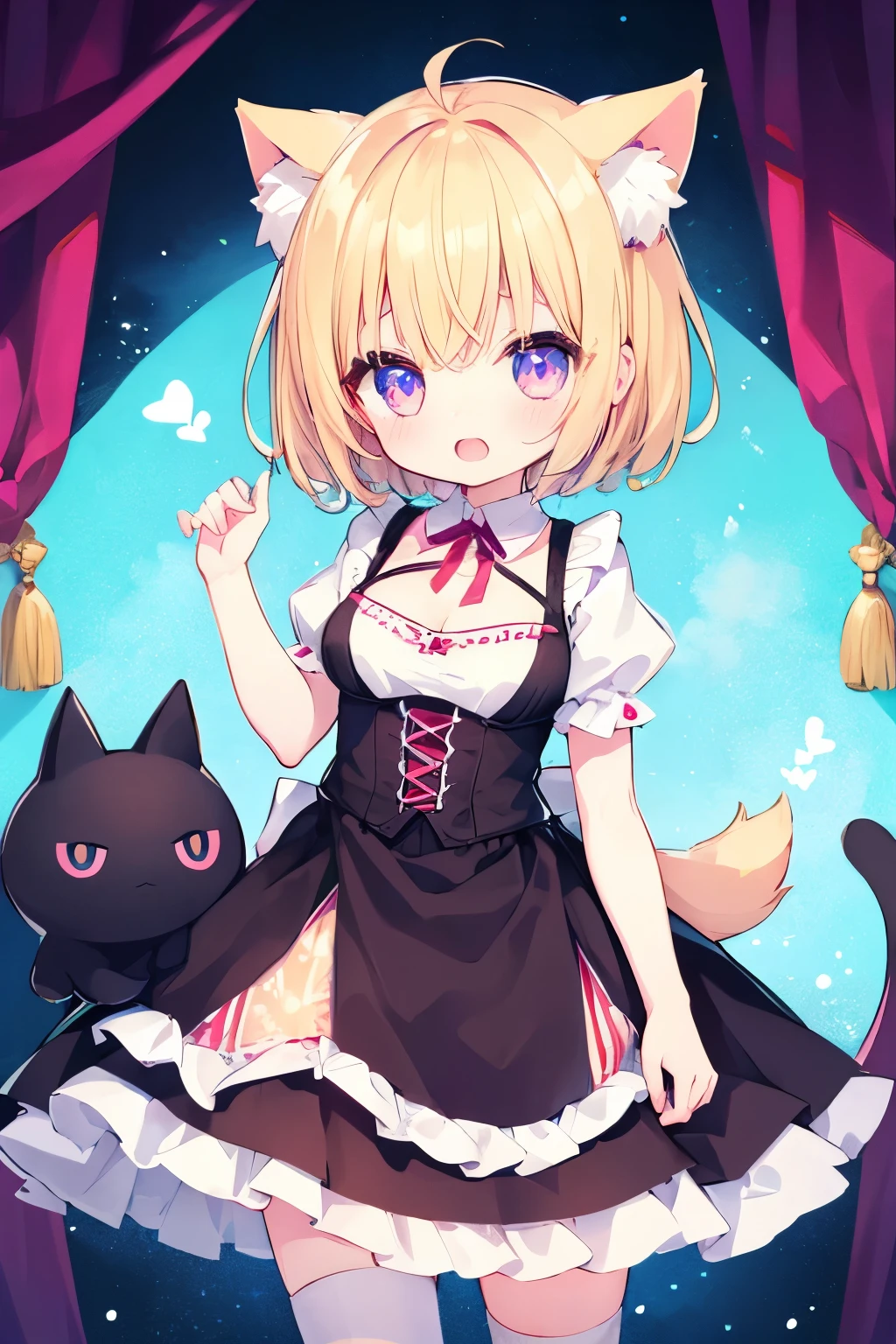 Browsing Caution,7-year-old girl、Dirndl、Putting on a collar、Very beautiful and Shining Eyes、Shining Eyes、1 girl、Large Breasts、Big Mouth、high school girl、Cat ear、Transparent pink short hair、