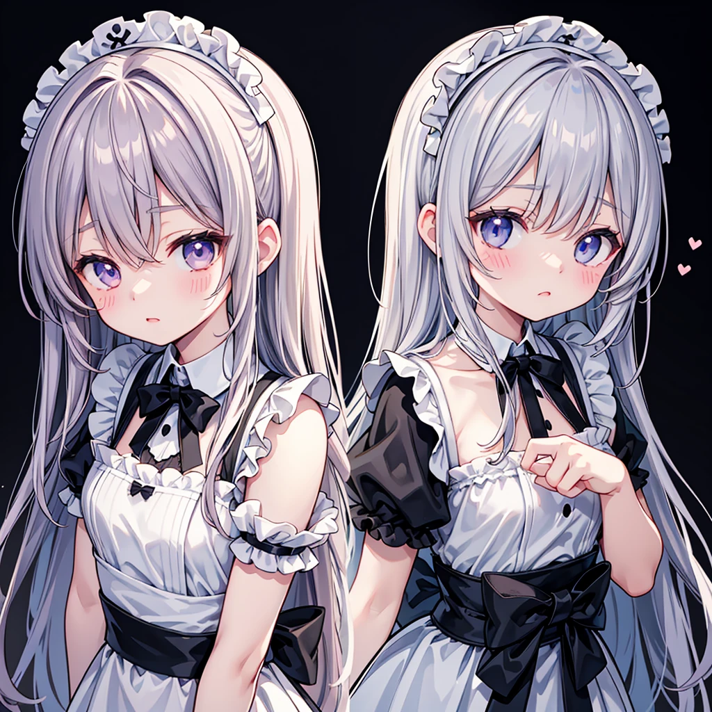 It seems like it can be used as a LINE stamp.　maid　Illustration from face to shoulders　Emotional expressions々To　Japanese anime style　　　It feels like he&#39;s saying the lines.　
1枚の画像Toいろんなバリエーションのイラスト