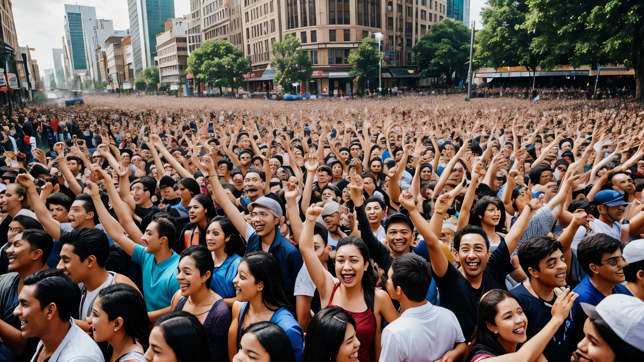 Crowd of peoples happy