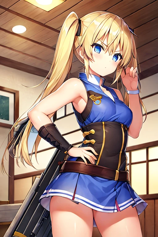 Girl、Ten generations、Blonde、Small breasts、Short、Long Hair、Twin tails、Have a big gun
