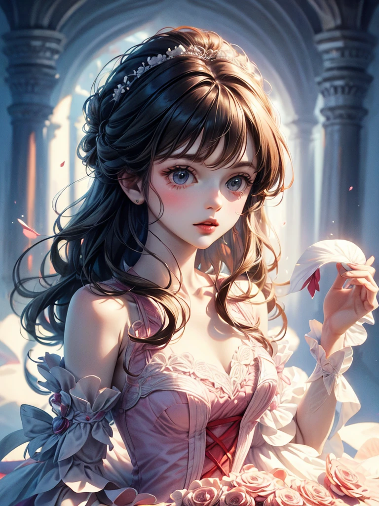 delicate girl cute Sketch style Pastel color dress