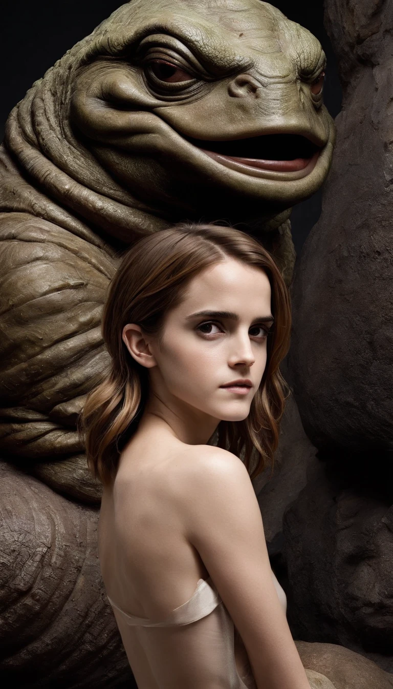 ((Emma Watson & Jabba The Hut))
(Emma Watson Naked Slave), in dark cave