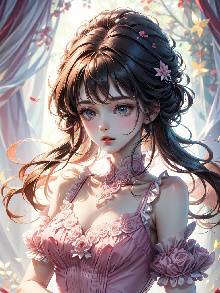 delicate girl cute Sketch style Pastel color dress whole body