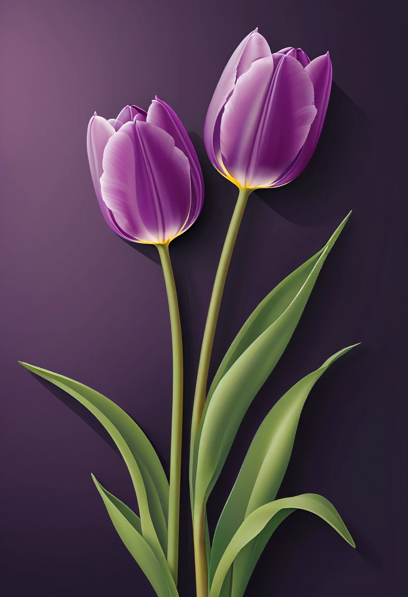 The cover design has the word tulip and two light pink tulips in the middle and lower corners. (Background dark green)Vector graphic design. 精緻 close up 精巧構圖(close up) Flat style vector art, Flat vector art uses simplicity in vector art、 Pure expression，Highlight simplicity and clarity of form， Bring simplicity and modernity to your work