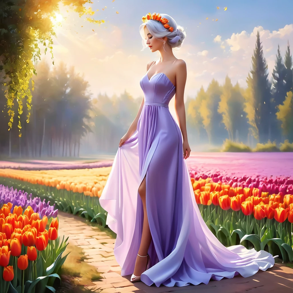 Best quality,4k, 8 K,a high resolution, masterpiece, unique, bright, perfect, well done, woman made of flowers Fluorescent colors, flower dress with wide bokeh skirt, stilettos, full length, dancing pose,very detailed,realistic,realistic,студийное Photo,Very detailed,Dynamic,cinematic,masterpiece,difficult,HDR , Abstract fractal, romantic atmosphere, Photo, award-winning