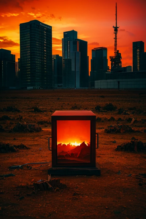 Highest quality、masterpiece、Desolate Earth、wreckage、Red Sky、Surrealism