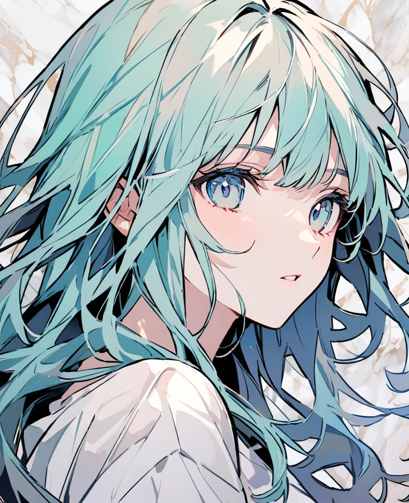 Face close-up、Marble background、front、girl、Marble color、