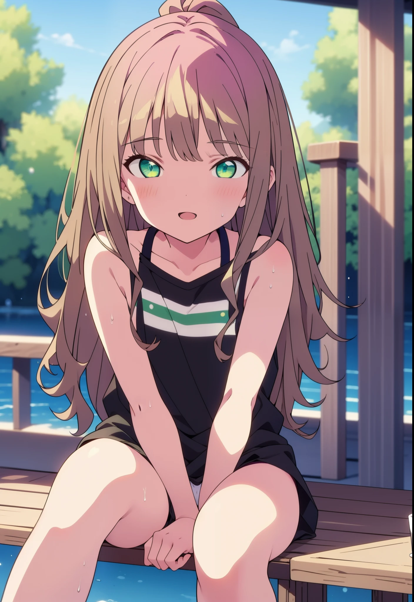 minami yume ,sss Dynazenon ,Long Hair, Brown Hair, (Green Eyes:1.5) ,smile,Open your mouth,Medium Breast,hair band,ponytail,Black Tank Top,Sweat,Black string underwear,barefoot,Holding and eating ice cream with both hands,Sitting on the sofa,night,moon,Mosquito coil,Sitting on a bench,whole bodyがイラストに入るように,
break looking at viewer, whole body,(Cowboy Shot:1. 5),
break indoors, Veranda,
break (masterpiece:1.2), Highest quality, High resolution, unity 8k wallpaper, (shape:0.8), (Beautiful and beautiful eyes:1.6), Highly detailed face, Perfect lighting, Extremely detailed CG, (Perfect hands, Perfect Anatomy),