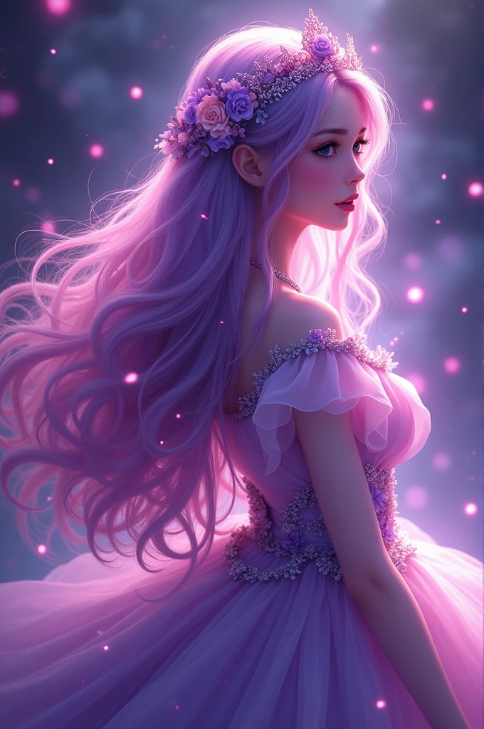 (((masterpiece))), best quality, illustration, 4k wallpaper, Movie Lighting, absurd, 1Portrait of a girl, Long hair, Amethyst hair, Glowing hair, bloom hair, Costume princess, Looking forward
