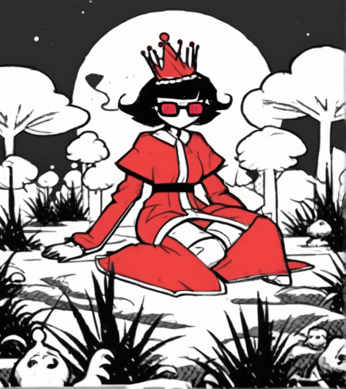 Princess Cookie, Straightjacket, Sad and Crying, Sobbing, Frown, Forest, Style of Homestuck and Helltaker 