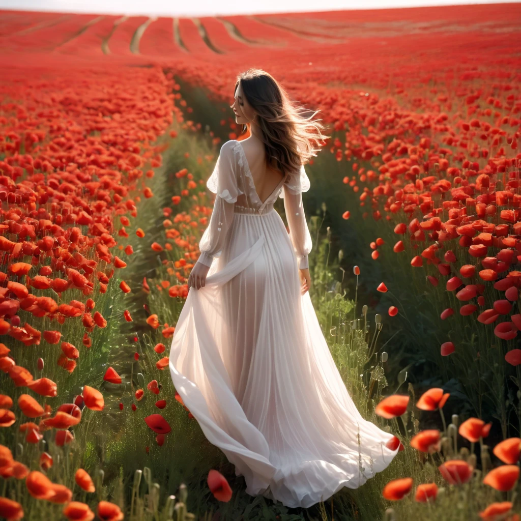 A woman in a blue dress stands on a field of white flowers, Beautiful digital artwork, elegant digital painting, exquisite digital illustration, digital art of elegance, beautiful digital art, очень beautiful digital art, прекрасное gorgeous digital art, Zou Zhe, inspired by Igor Kerylyuk, lady in a dress with glowing white flowers, Yang Jay, gorgeous digital art