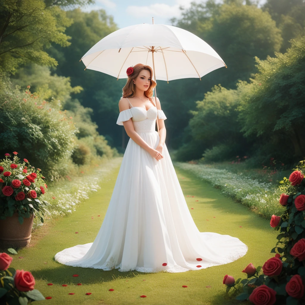 A woman in a blue dress stands on a field of white flowers, Beautiful digital artwork, elegant digital painting, exquisite digital illustration, digital art of elegance, beautiful digital art, очень beautiful digital art, прекрасное gorgeous digital art, Zou Zhe, inspired by Igor Kerylyuk, lady in a dress with glowing white flowers, Yang Jay, gorgeous digital art