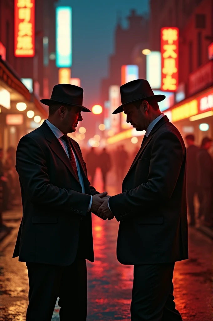 Gangster,Godfather style,Bright colors,Battle Scene,Two gangs fighting on the street,Movie quality,4k HD,