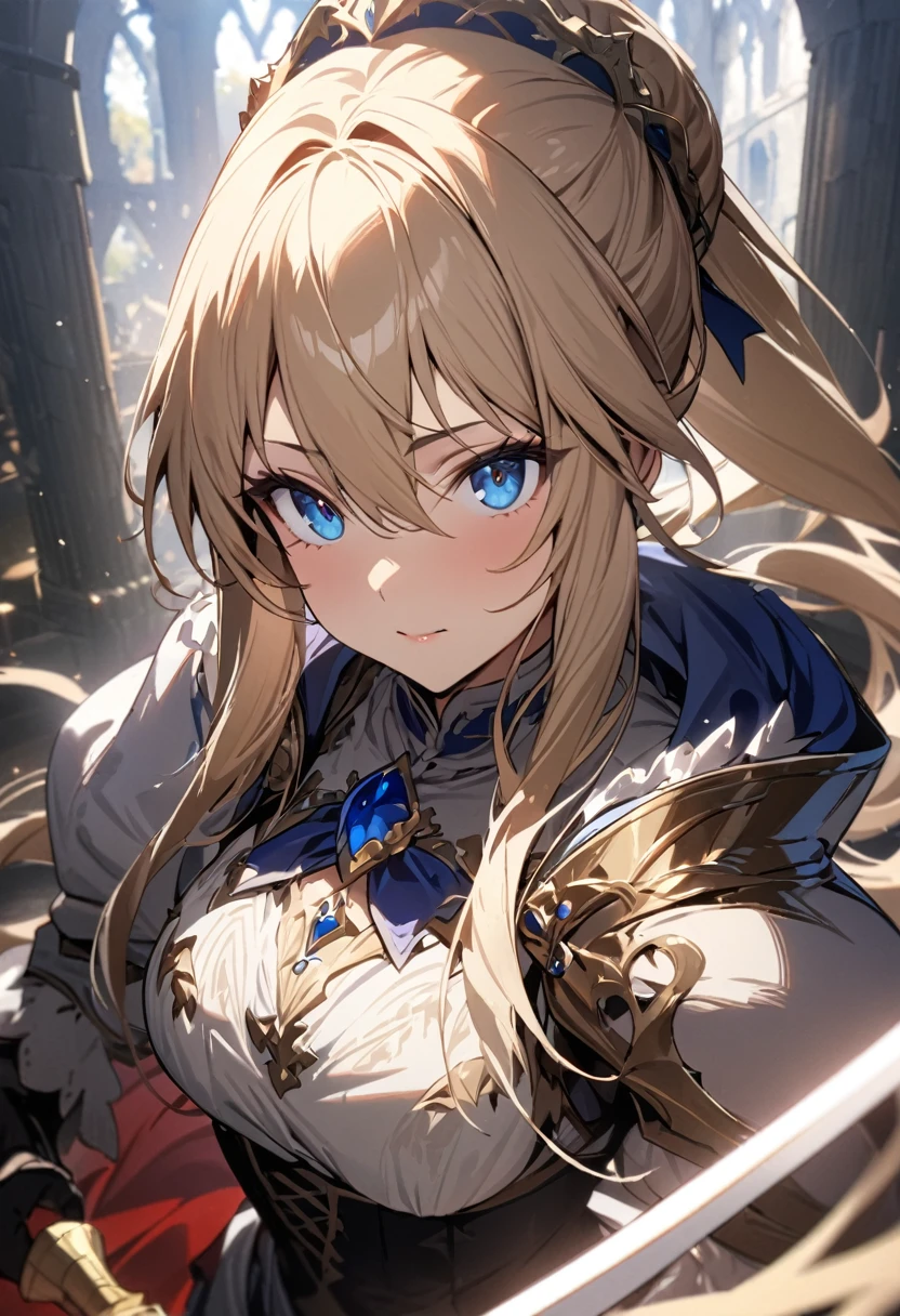 (masterpiece:1.2), (highest quality:1.2), Perfect Eyes, Perfect Face, Perfect lighting,1girl, holding sword artoria pendragon \(fate\), fate \(series\) perspective medieval beautiful, aesthetic, detailed, beautiful color amazing quality, best quality, high quality