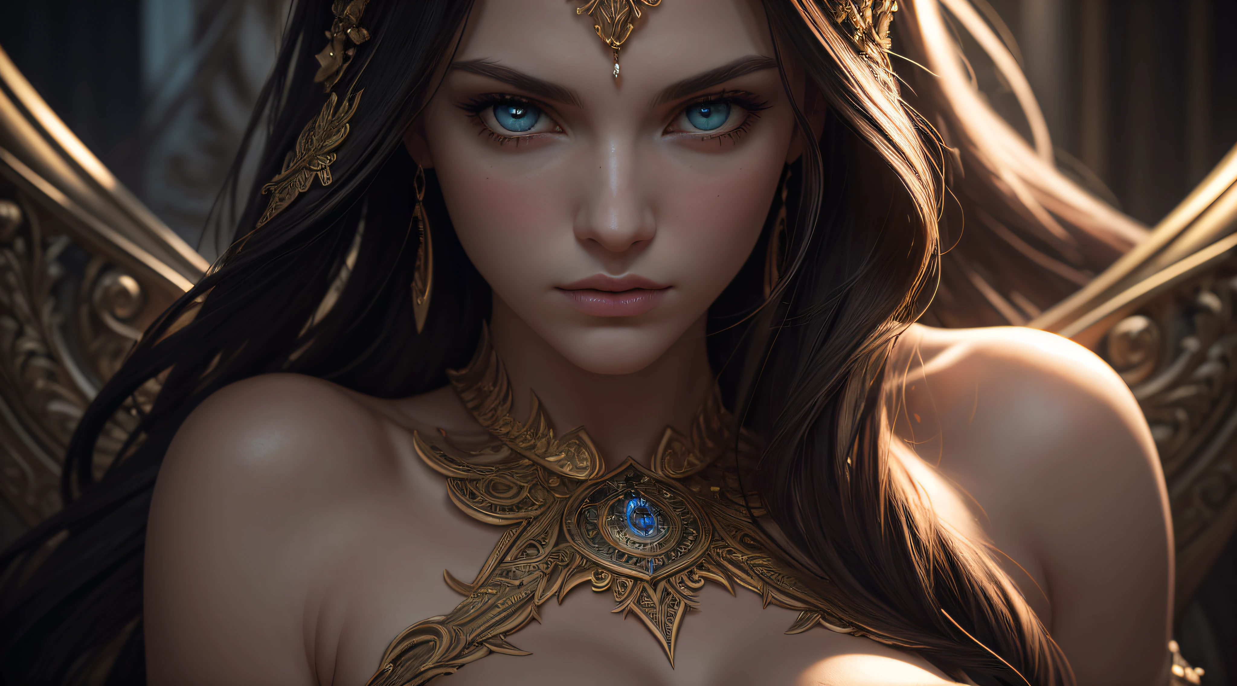 Generate a profound dark fantasy concept art artistic masterpiece in stunning detail of the Goddess Medusa with her entire feminine, nude body in full view displaying all her glory in beautiful vivid colouring. Perfectly composed crisp sharp masterfully painted-imagery, ultra-highly detailed, embossed textured, embroidered realistic very defined vibrant features and beautiful noctilucent lighting, incandescent, moody lighting, soft lighting, reflective surfaces, smooth light, cinematic lighting, dramatic lighting, composed in a delicately detailed fashion, majestic, regal, elaborate, finely crafted, highest quality, elegant, filigree details, intricately detailed features, insanely intricately detailed, full HD, micro details, hyper realistic, hyper detailed,  ultra high contrast, unreal engine, UHD, HDR, high octane render –v 5 trending on Artstation, fx, particle effects, 8k resolution, bold, intricate, sharp, crisp.