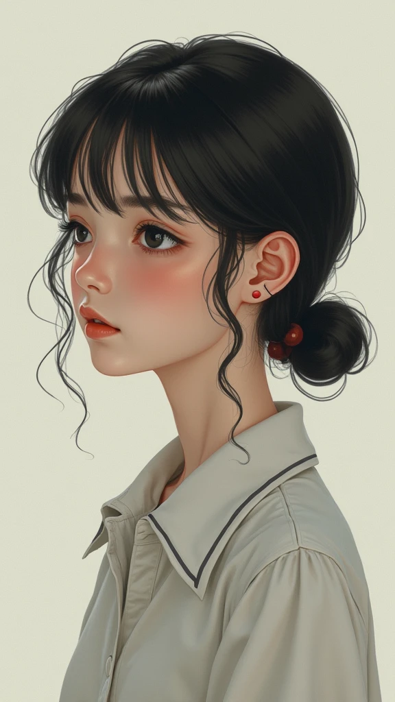 1 Girl, calm, Shut up, Collared shirt,,