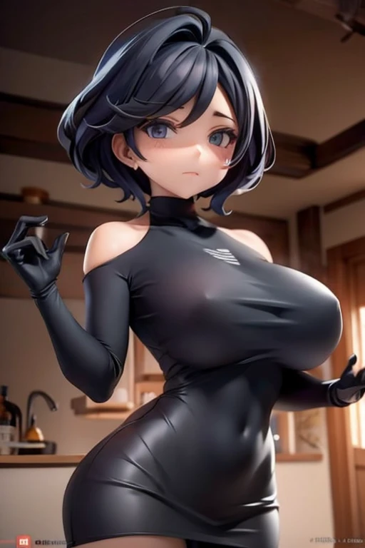 Cool woman,Sharp,face,faceアップ,faceのみ,breast enhancement,boyish,Black Hair,Short Hair,Short Hair,Very Short Hair,Characters only,1Peoples, Front View