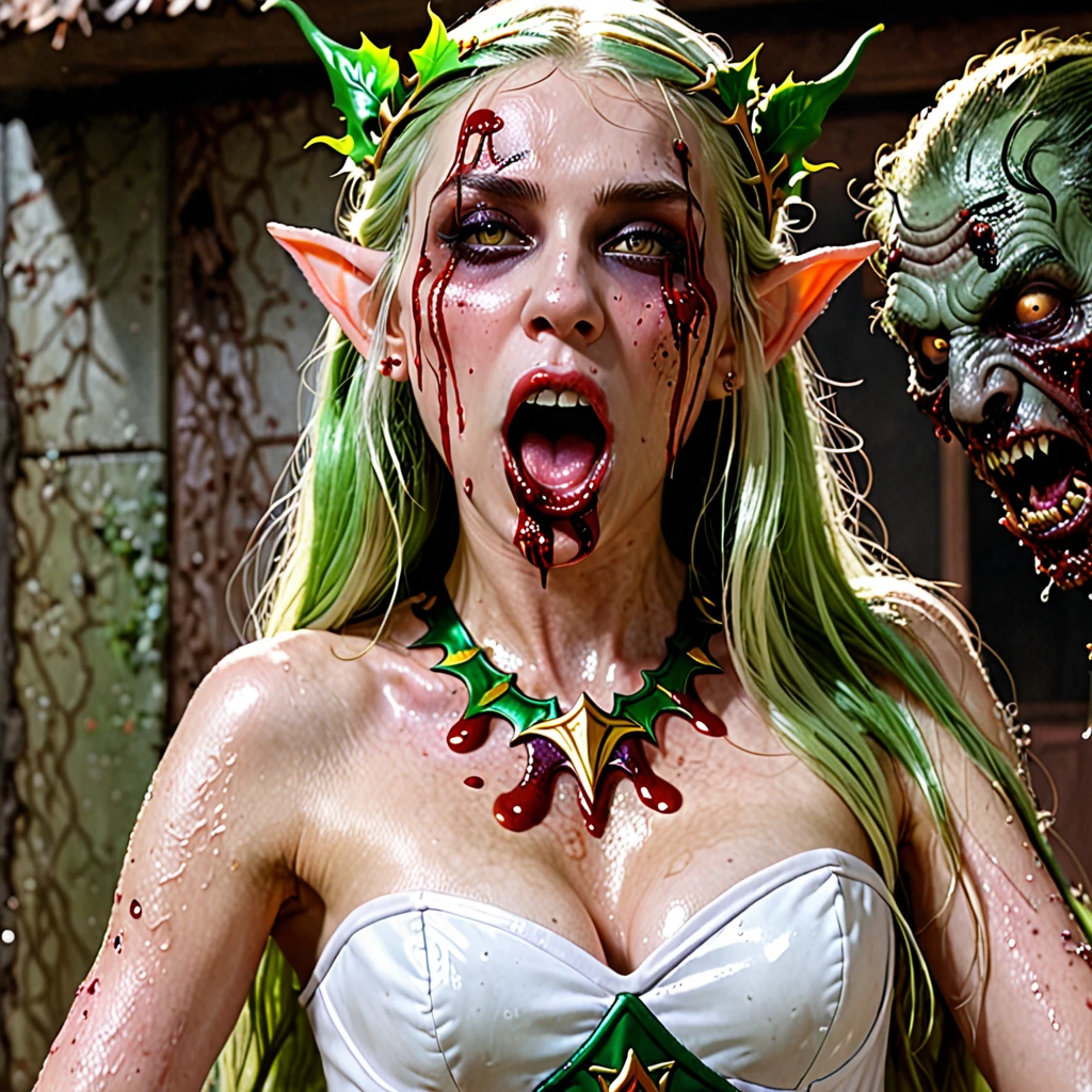 Elf princess, rough oral rape, zombie armageddon, urine on her face