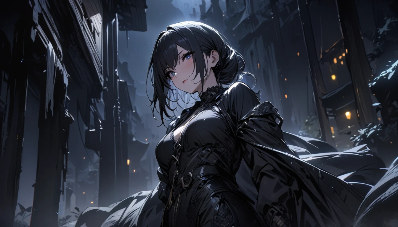 Very detailed, high quality, masterpiece, beautiful, One woman, night, (Dark Environment)
