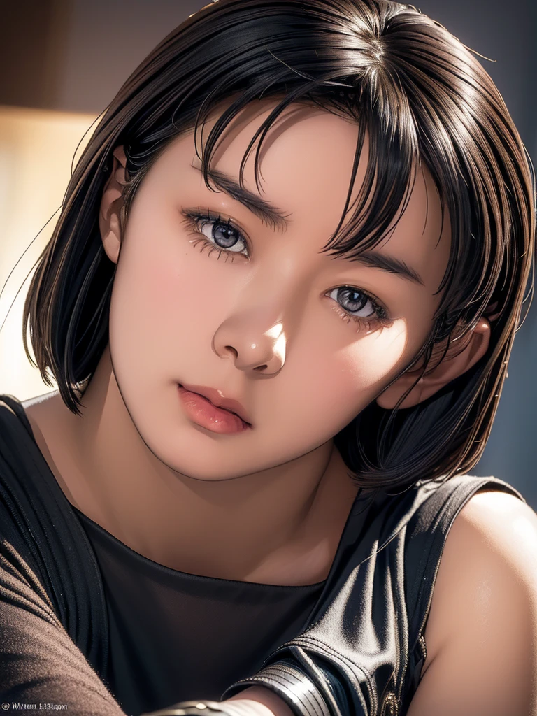 A masterpiece of photorealism rendered in breathtaking 16k ultra-high resolution, this RAW image is、It captures the extremely realistic details of Japanese girls.、Her face is the perfect mix of cuteness and charm.。Urban warfare in the background、Her skin stands proud in full armor.、It shines with an otherworldly luster.。Machine gears and metal plating cover her body.、It emphasizes the connection to the special forces.。A pair of assault rifles were placed at her sides.、The barrel of the gun shines in extremely realistic lighting that casts deep shadows across her face.。As she prepares to fight back、Her eyes blazed with fierce intensity、Her whole body exudes an aura of indomitable determination.。