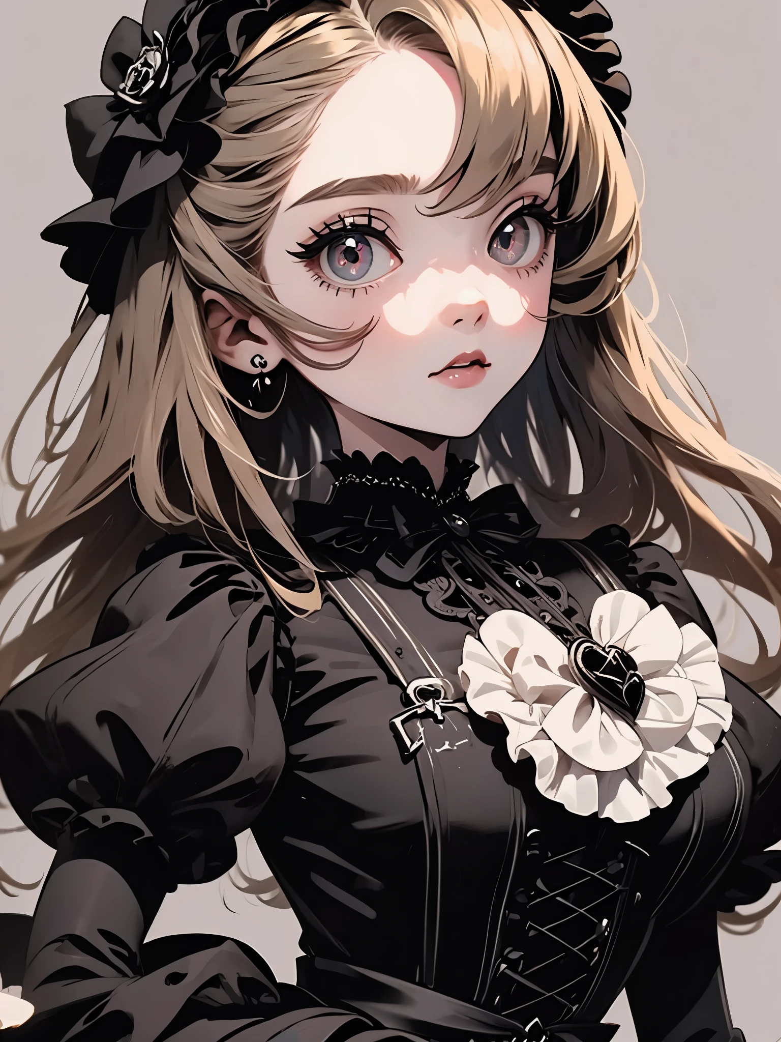 Flat color illustration、Gothic Lolita Girl、Creepy