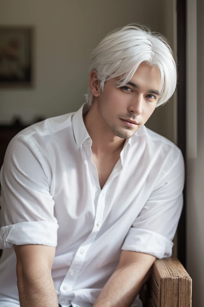 White-haired handsome man