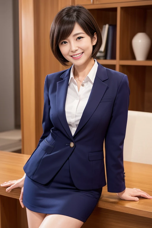 Beautiful Japanese Women、Beautiful mature woman、Classy sex appeal、cotton tight skirt、blazer、8K high resolution、Beautifully trimmed feet、Sexy chest、bra、Smiling Kindly、smile、Round face、thigh、