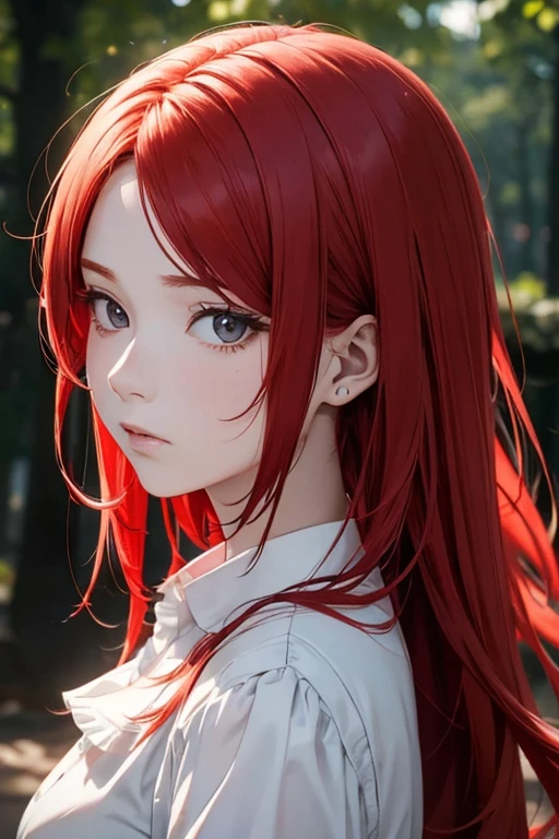 red hair, expressionless, depth of field, masterpiece, best quality, UHD