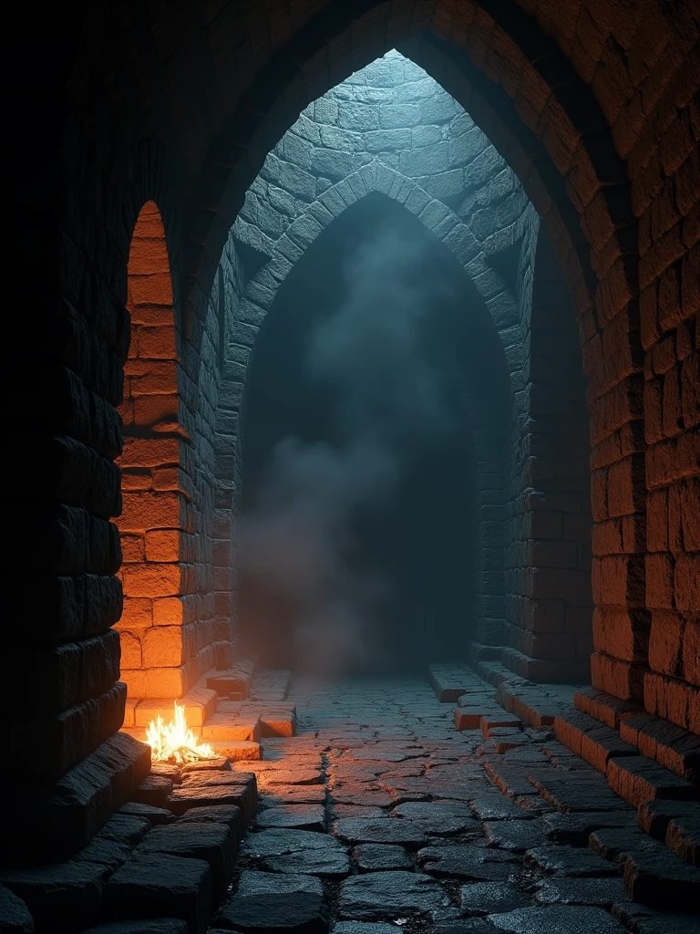 (masterpiece:1.2), (best quality,:1.2), 8k, HDR, ultra detailed, ((photorealistic)), professional light, cinematic lighting, fashion photography, ambient lighting, background, a dark medieval dungeon, Darkness, epiCPhoto, fire