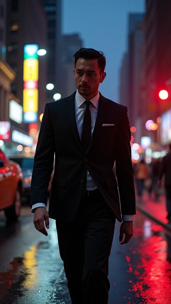 Lucifer in a suit，Walking in New York at night