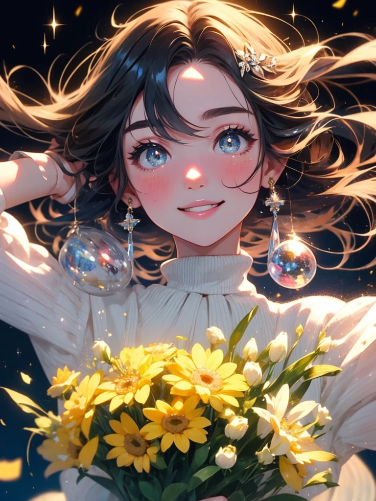Beautiful detailed girl holding a bouquet、whole body、smile、Sparkling、cute、Refreshing