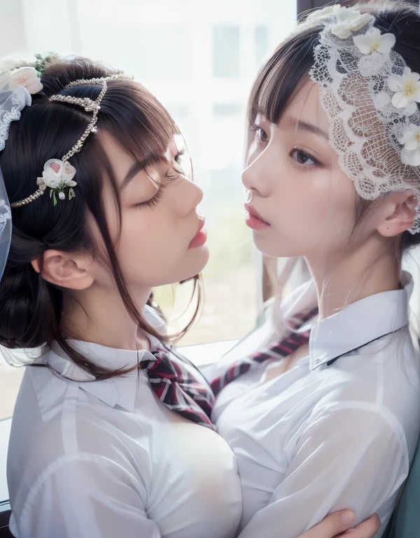 8k,masterpiece,Japanese,best quality, (bridal hair accessory:1.8), (flower tiara:1.2)