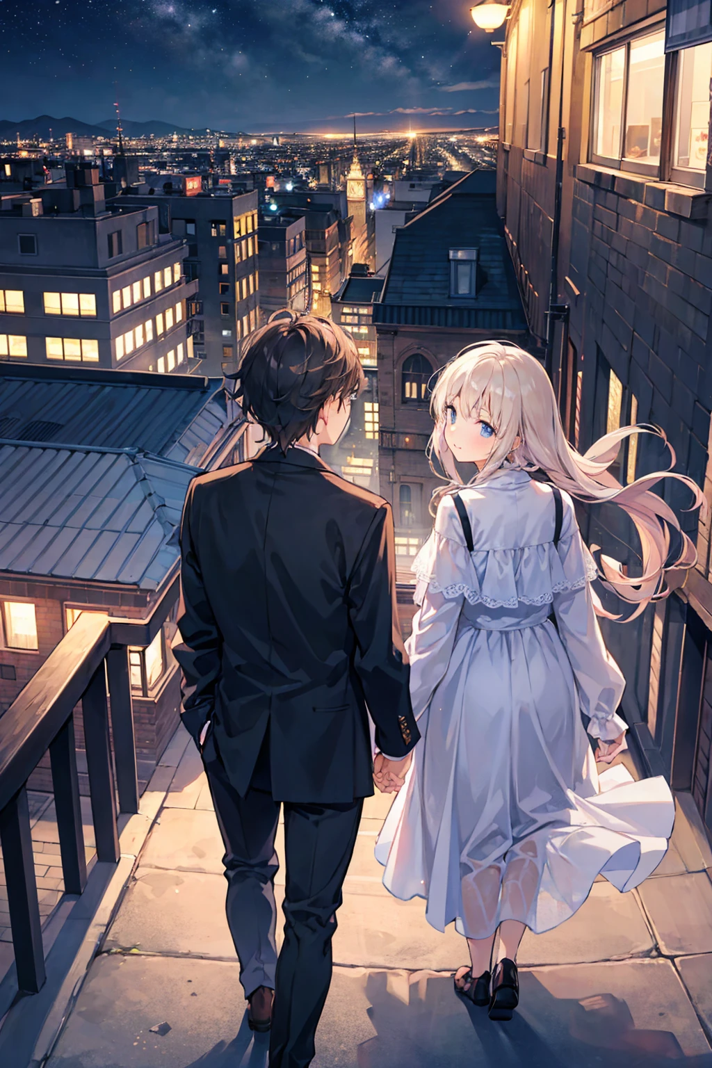 love2people、Couple、men and women,Cityscape,Night view,Rooftop