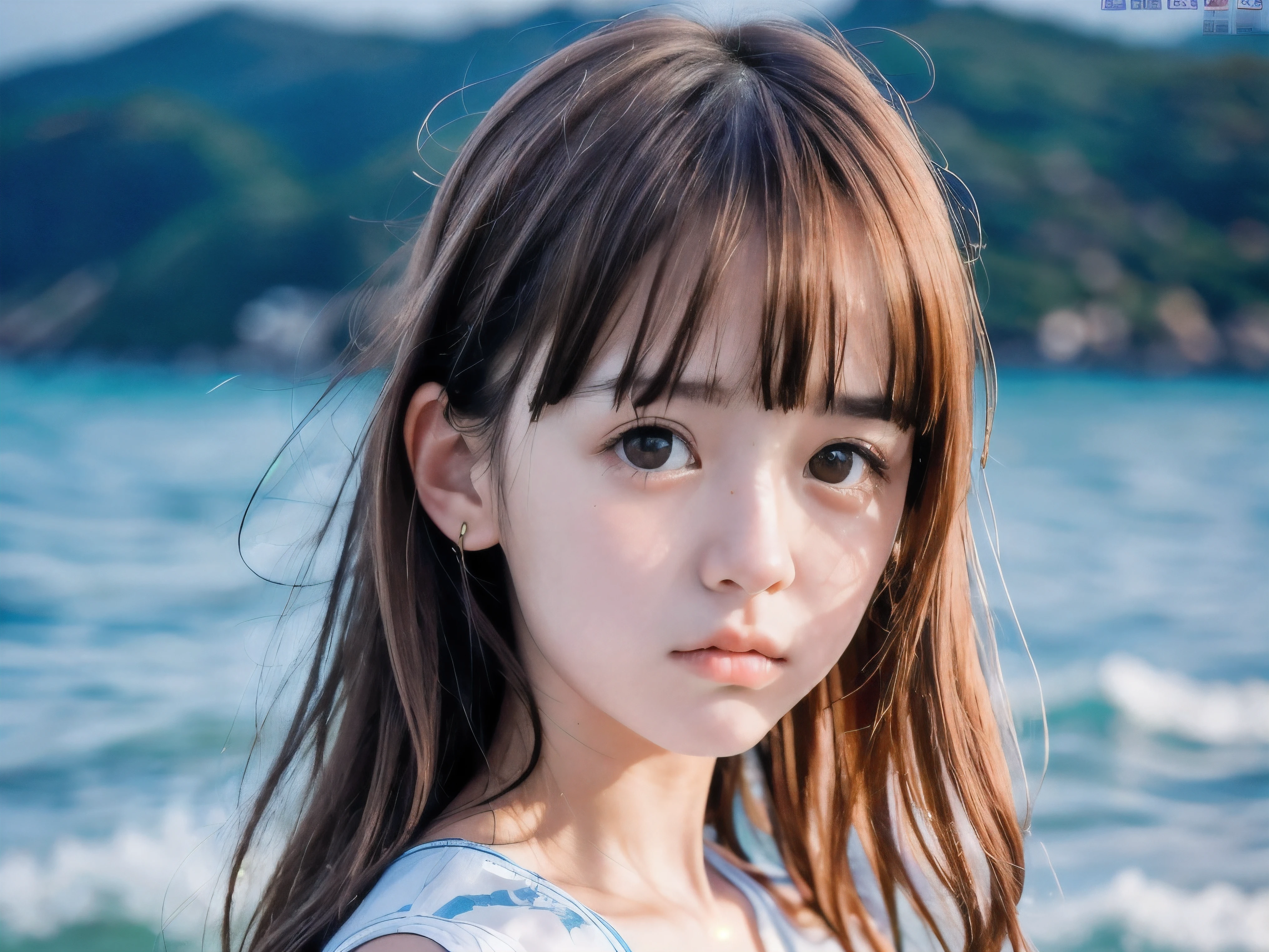 (Close up face shot of slender small-breasted red brown wavy long hair with dull bangs girl wearing a white summer dress:1.5)、(One girl is turn around and big crying face with tears at the cape of the sea in Japan:1.5)、(Beautiful full moon and star night on the sea:1.5)、(blurred background:1.5)、(8k ultra detailed master piece:1.5)、(perfect anatomy:1.5)、(Photorealistic stick:1.5)、(Raw photo:1.3)、(highest quality:1.5)、(High resolution:1.3)、(Delicate and beautiful perfect face:1.3)、(Delicate and beautiful eye air skin:1.3)、(Real Human Skin:1.3)、((thin legs))