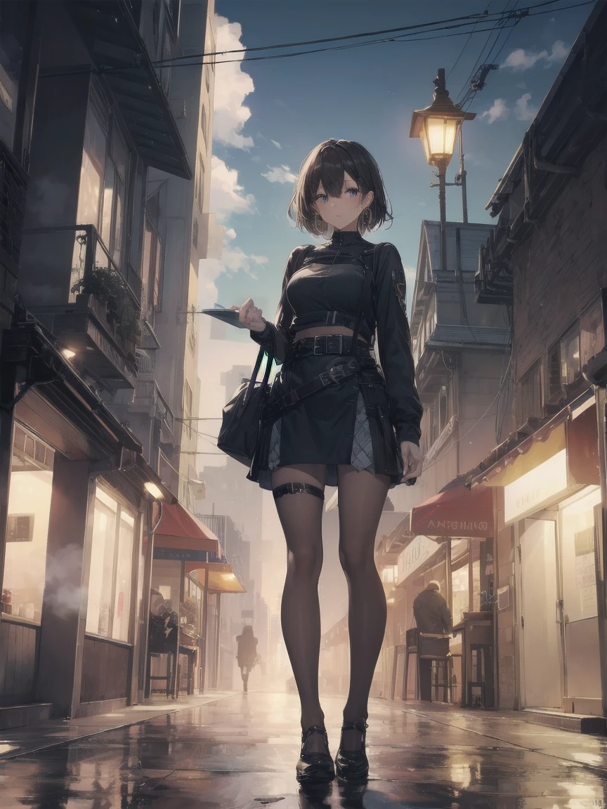 there is a woman in a short dress walking down the street, young beautiful amouranth, amouranth, belle delphine, profile pic, better known as amouranth, gothic city streets behind her, profile picture, in city street, full body! pretty face, full body cute young lady, profile image, dressed with long fluent clothes